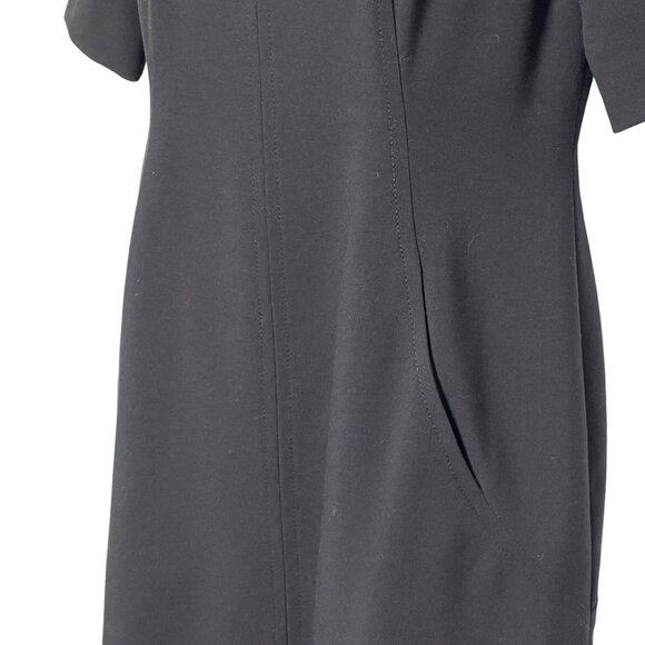 Tahari Arthur‎ S. Levine Elegant Black Sheath Dress with Gold Zipper Hardware 8P - Picture 6 of 16